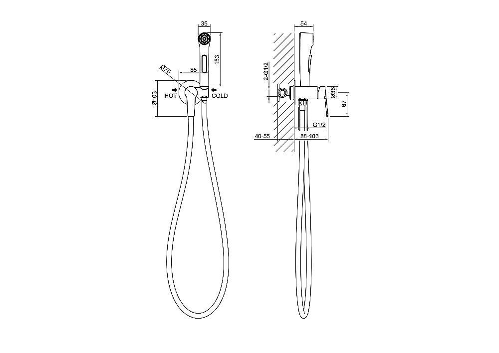 Гигиенический душ Aquatek Лугано AQ1719BG золото шлифованное купить в интернет-магазине сантехники Sanbest