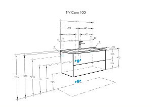 Тумба с раковиной Акватон Сохо 100 слэйт/галька серая для ванной в интернет-магазине Sanbest