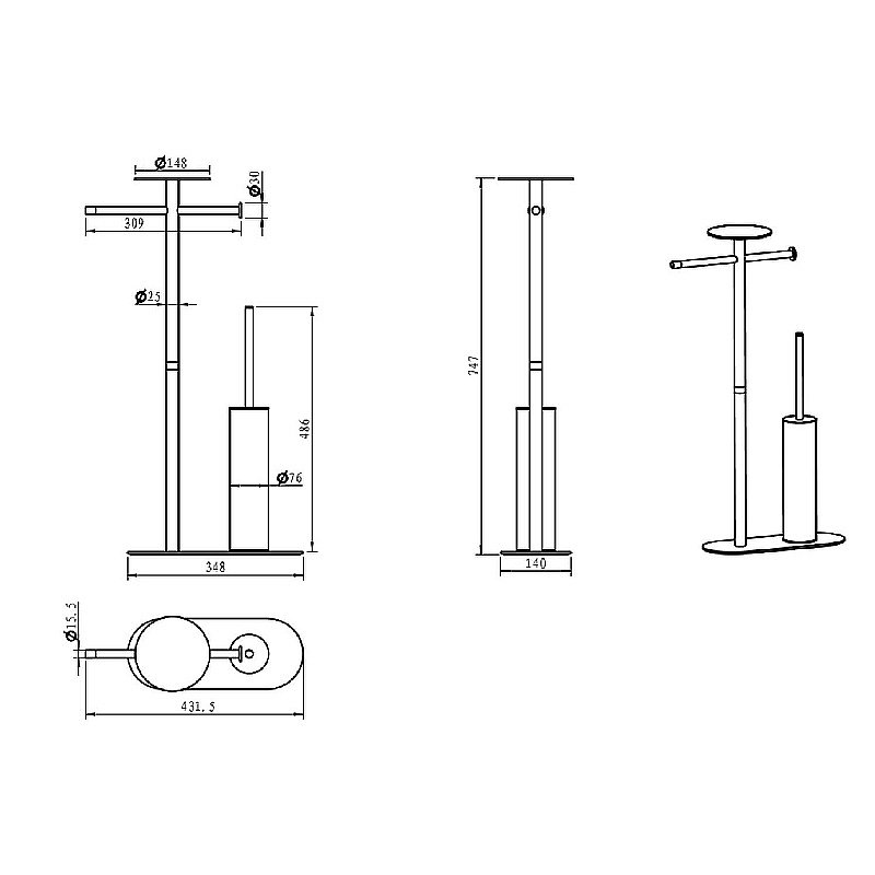 Стойка для ванной Boheme Venturo 10953-G золото купить в интернет-магазине сантехники Sanbest