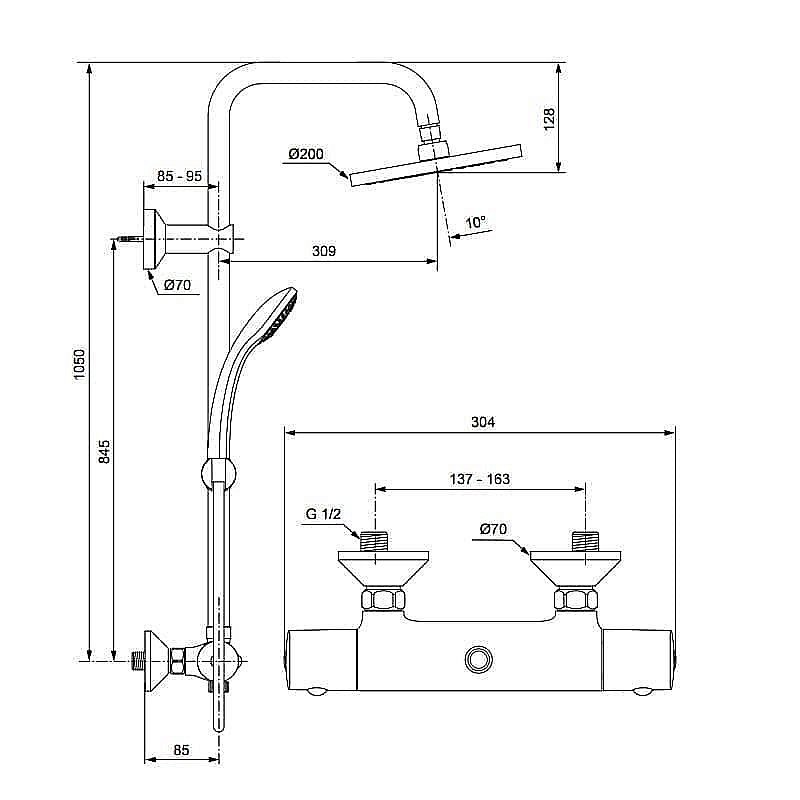 Душевая система Ideal Standard IdealRain Cube A5862AA купить в интернет-магазине сантехники Sanbest