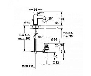 Смеситель для раковины Grohe BauClassic 23161000 купить в интернет-магазине сантехники Sanbest