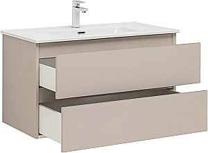Тумба с раковиной Aquanet Вега 2.0 337944/284029 90 бежевый для ванной в интернет-магазине Sanbest
