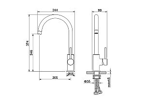 Смеситель для кухни Aquatek Европа AQ1382MB черный матовый купить в интернет-магазине сантехники Sanbest