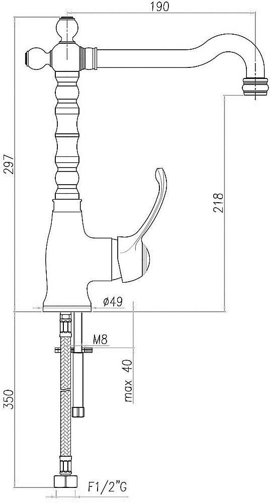 Смеситель для раковины Webert Aurora AU831802060 медь купить в интернет-магазине сантехники Sanbest