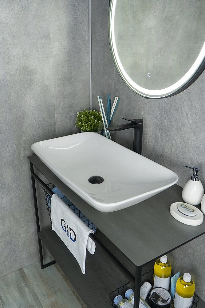 Раковина накладная Gid Geometrico 70 N9122 (E408) 51124 белая купить в интернет-магазине Sanbest