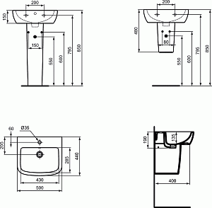 Раковина на полупьедестале Ideal Standard Tempo-IS T056601 купить в интернет-магазине Sanbest