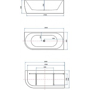 Ванна Aquanet Family Elegant B 180x80 3806-N-MW-MB черная матовая/белая матовая купить в интернет-магазине Sanbest
