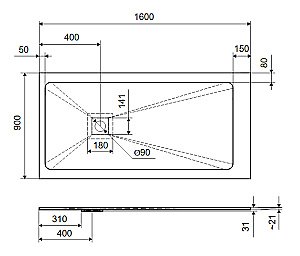 Душевой поддон Excellent Arda 160x90 бежевый купить в интернет-магазине Sanbest