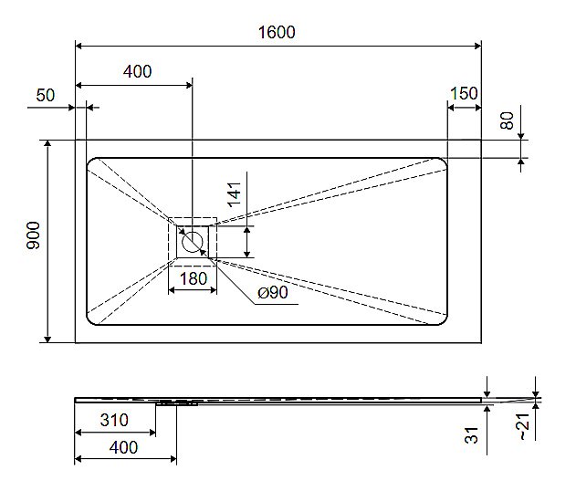 Душевой поддон Excellent Arda 160x90 бежевый купить в интернет-магазине Sanbest