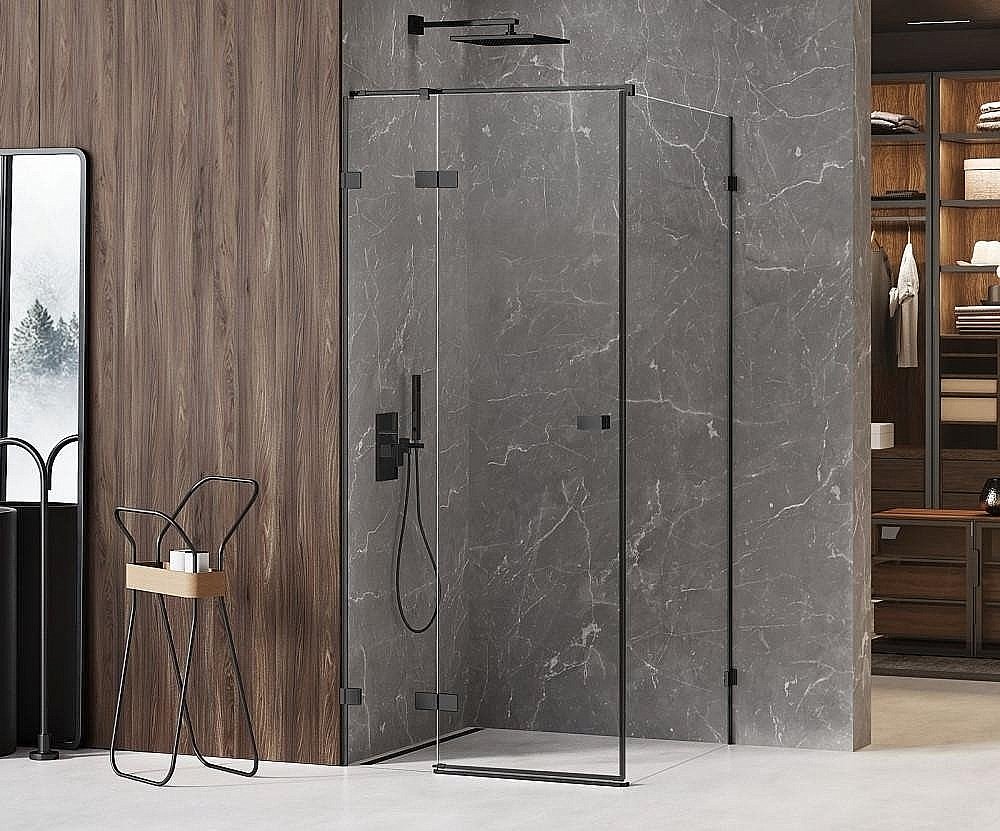 Душевой уголок NEW TRENDY AVEXA BLACK 110x100 стекло прозрачное/профиль черный купить в интернет-магазине Sanbest