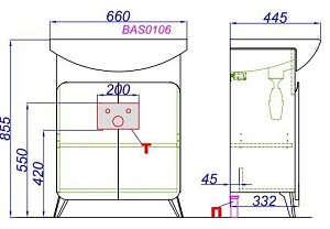 Тумба с раковиной Aqwella Basic 65 дуб золотой для ванной в интернет-магазине Sanbest