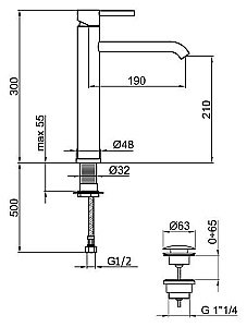 Смеситель для раковины Webert Elio EL830402564 черный купить в интернет-магазине сантехники Sanbest