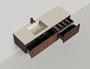 Тумба с раковиной Salini Domino 27D316IN 160 шпон Tabu для ванной в интернет-магазине Sanbest