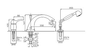 Смеситель на борт ванны Migliore Lem 25867 бронза купить в интернет-магазине сантехники Sanbest