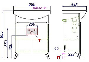 Тумба с раковиной Aqwella Basic 65 дуб золотой для ванной в интернет-магазине Sanbest