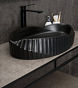 Раковина накладная Gid Creativo 60 Bm888 53358 черная матовая купить в интернет-магазине Sanbest