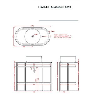 Консоль с раковиной Artceram FLAIR 4.0 ACA068/ATL002/TFA 97 черная для ванной в интернет-магазине сантехники Sanbest