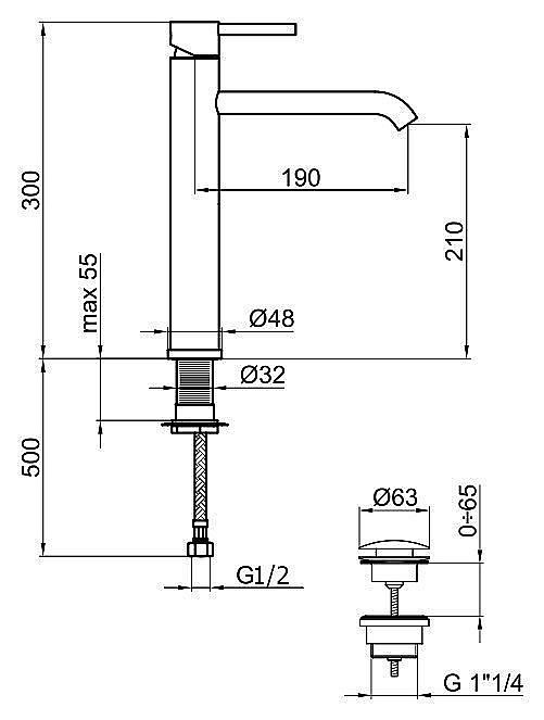 Смеситель для раковины Webert Elio EL830402564 черный купить в интернет-магазине сантехники Sanbest