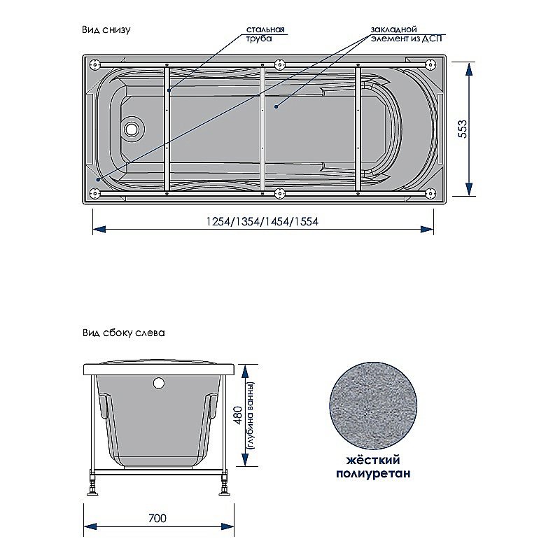 Ванна акриловая Loranto ALBERTO CS00063085 170х70 белая купить в интернет-магазине Sanbest