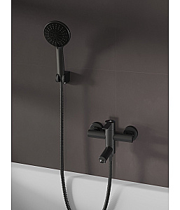 Смеситель для ванны Agger Easy A3121244 с душевым набором, черный матовый купить в интернет-магазине сантехники Sanbest