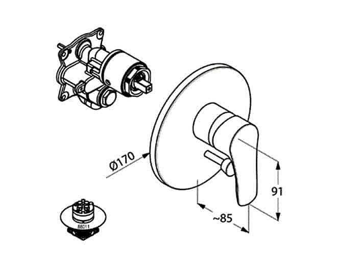 Смеситель для душа Kludi Tercio 386510575 купить в интернет-магазине сантехники Sanbest