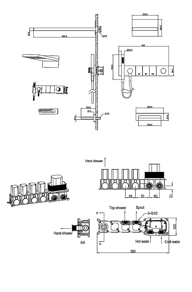 Душевая система Boheme Zodiac 132-2-G золото купить в интернет-магазине сантехники Sanbest