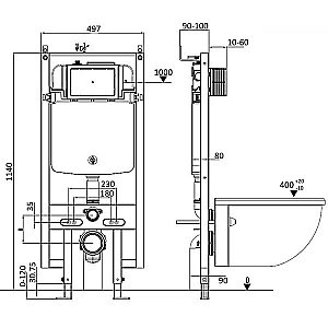 Унитаз с инсталляцией WeltWasser AMBERG 497 + ODENBACH 004 GL-WT + AMBERG RD-MT CR купить в интернет-магазине Sanbest