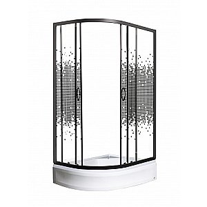 Душевой уголок без поддона МОНОМАХ ДУ 100/80/180 МЗ BL L/R 10000008626 100x80 стекло прозрачное с рисунком/профиль черный купить в интернет-магазине Sanbest