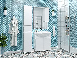 Зеркало со шкафом Misty Чегет 75 П-Чег-02075-01 белый в ванную от интернет-магазине сантехники Sanbest