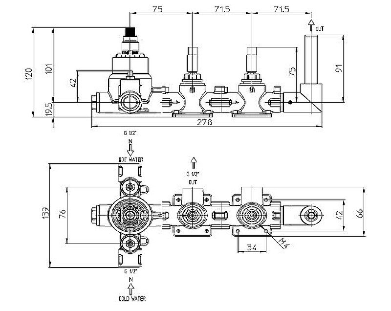 Внутренняя часть смесителя Bossini Apice Z00135000 купить в интернет-магазине сантехники Sanbest