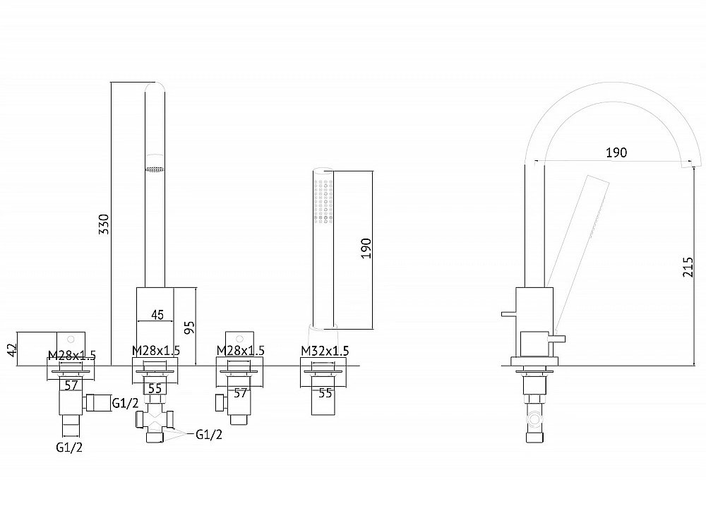 Смеситель для ванны ABBER Wasser Kreis AF8113NG никель купить в интернет-магазине сантехники Sanbest
