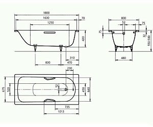 Ванна стальная Kaldewei Saniform Plus Star 337 180x80 купить в интернет-магазине Sanbest