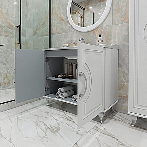 Тумба с раковиной Caprigo Valletta 100 два ящика, бланж для ванной в интернет-магазине Sanbest