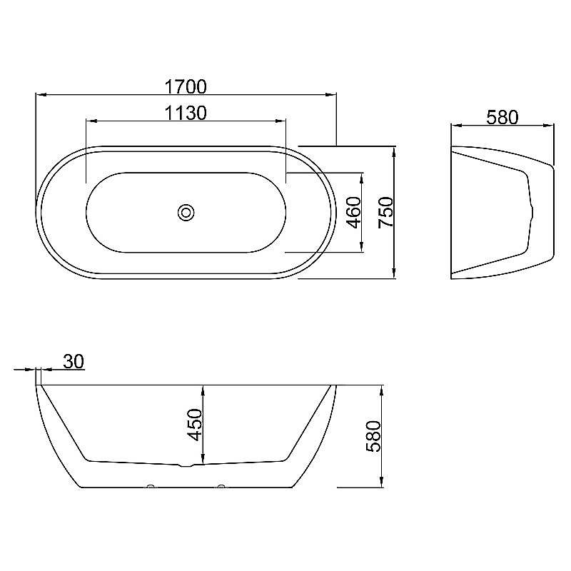 Ванна Azario BLANCA 170х75 AZ-6602-17075 белая купить в интернет-магазине Sanbest