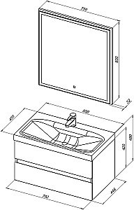 Тумба с раковиной Aquanet Беркли 302351 80 белый глянец для ванной в интернет-магазине Sanbest