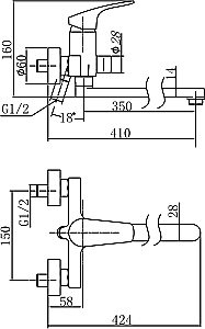Смеситель для ванны с душем Aquanet Static AF330-21C купить в интернет-магазине сантехники Sanbest