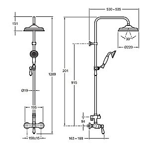 Душевая система Jacob Delafon LOUISE E24368-BL черная матовая купить в интернет-магазине сантехники Sanbest