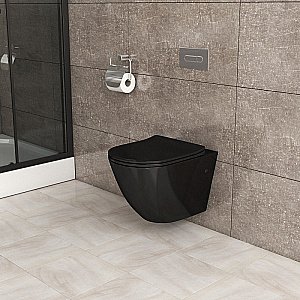 Унитаз подвесной Grossman Color GR-4411BS безободковый, с крышкой микролифт, черный глянцевый купить в интернет-магазине Sanbest