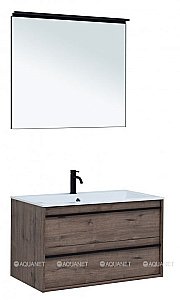 Тумба с раковиной Aquanet Lino 90 Дуб Веллингтон для ванной в интернет-магазине Sanbest