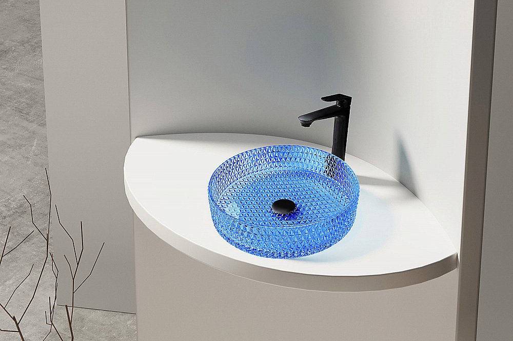 Раковина накладная ABBER Glas AK2301DB синяя купить в интернет-магазине Sanbest