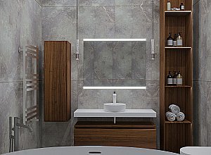 Тумба с раковиной и столешницей Armadi Art Flat 80 темный дуб для ванной в интернет-магазине Sanbest