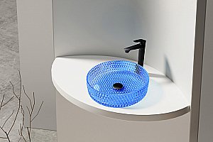 Раковина накладная ABBER Glas AK2301DB синяя купить в интернет-магазине Sanbest