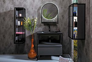 Пенал Armadi Art Loft низкий антрацит для ванной в интернет-магазине сантехники Sanbest