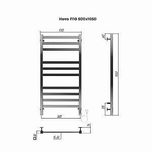 Полотенцесушитель электрический Terminus Ното П10 500х1050 купить в интернет-магазине сантехники Sanbest