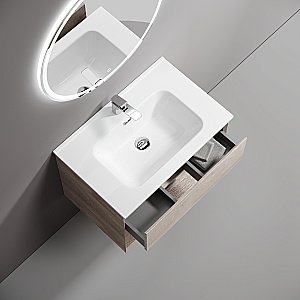 Тумба с раковиной Sancos Marmi 1.0 70 MR1.070EG дуб галифакс натуральный для ванной в интернет-магазине Sanbest