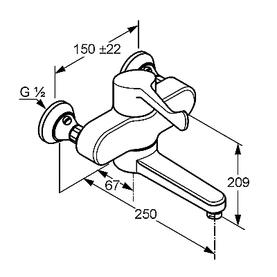 Смеситель для ванны Kludi Medi Care 349210524 хром купить в интернет-магазине сантехники Sanbest