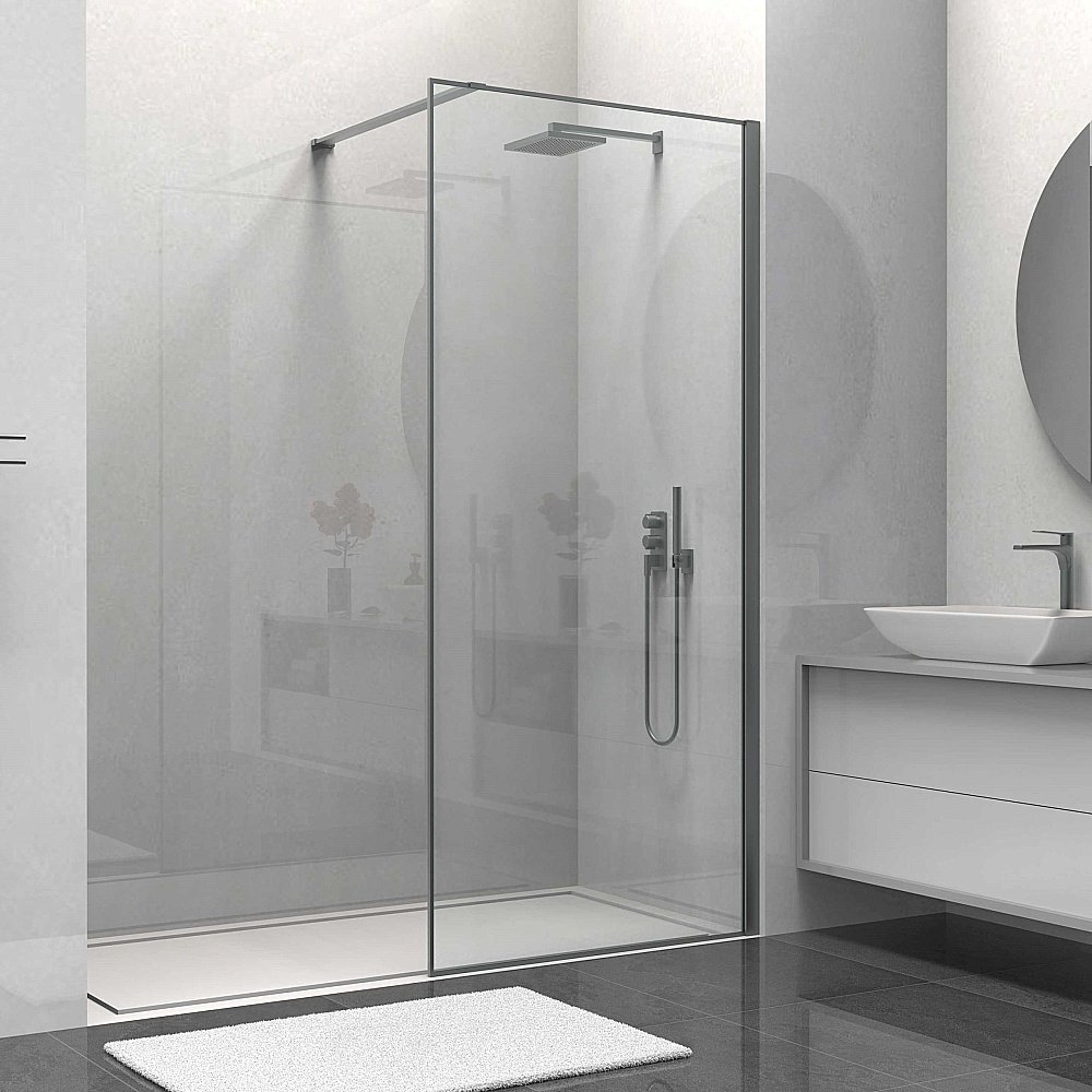 Душевое ограждение Vincea Walk-In VSW-1HS100CLGM 100 стекло прозрачное/профиль вороненая сталь купить в интернет-магазине Sanbest