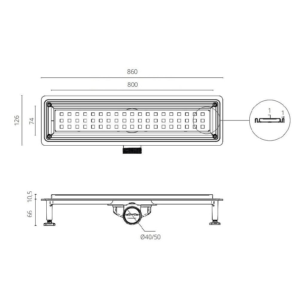 Душевой лоток Ctesi Square 80 BK4024150 купить в интернет-магазине Sanbest