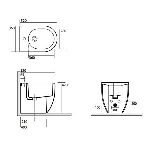 Биде приставное Kerasan Flo 3120 купить в интернет-магазине Sanbest