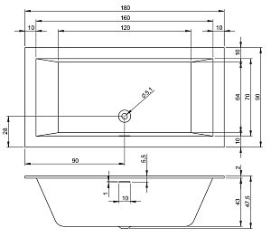 Ванна акриловая Riho RETHINK CUBIC 180x90 белая купить в интернет-магазине Sanbest